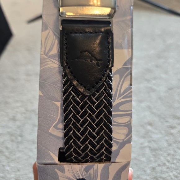 Tommy Bahama Other - NWT Tommy Bahama Mens Reversible Belt Braided Stretch Black Grey S/M 32-36
